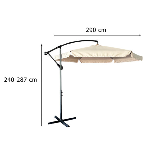 Parasol ogrodowy duzy skladany z wysiegnikiem 290cm bezowy