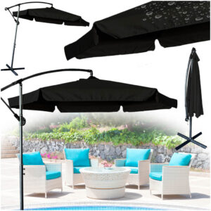 Parasol ogrodowy duzy skladany z wysiegnikiem 290cm czarny