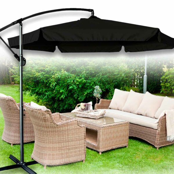 Parasol ogrodowy duzy skladany z wysiegnikiem 290cm czarny