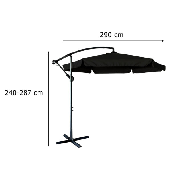 Parasol ogrodowy duzy skladany z wysiegnikiem 290cm czarny
