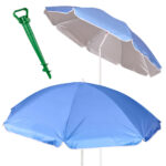 Parasol ogrodowy plazowy regulowany lamany skladany UV 150cm niebieski