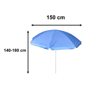 Parasol ogrodowy plazowy regulowany lamany skladany UV 150cm niebieski