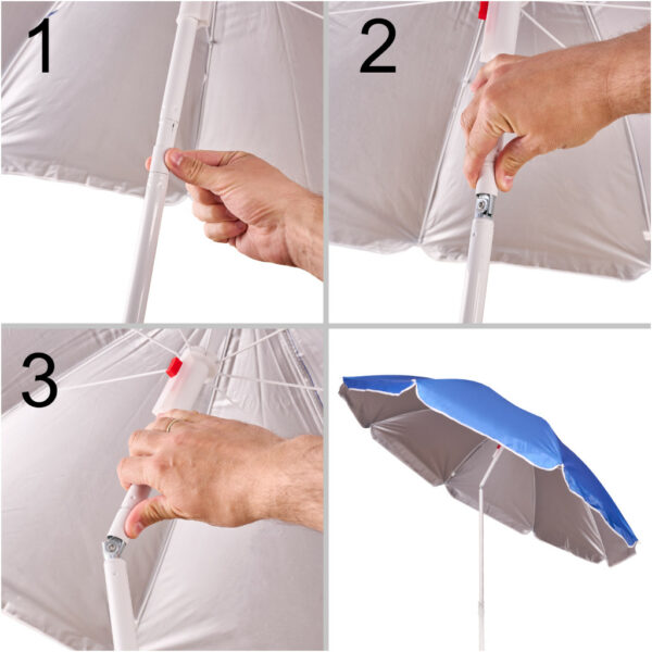 Parasol ogrodowy plazowy regulowany lamany skladany UV 150cm niebieski
