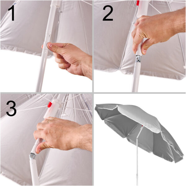 Parasol ogrodowy plazowy regulowany lamany skladany UV 150cm szary