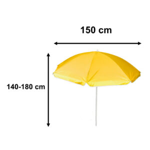Parasol ogrodowy plazowy regulowany lamany skladany UV 150cm zolty