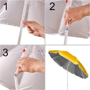 Parasol ogrodowy plazowy regulowany lamany skladany UV 150cm zolty