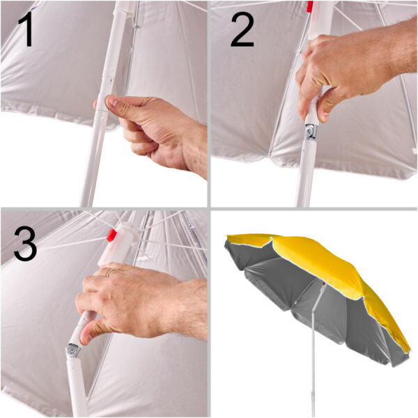 Parasol ogrodowy plazowy regulowany lamany skladany UV 150cm zolty