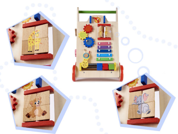 KX6495 Pchacz chodzik drewniany kostka edukacyjna 6w1
