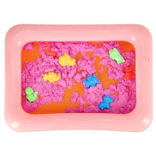 Piasek Kinetyczny w wiaderku 1kg foremki rozowy