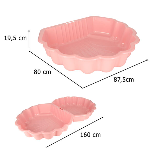 Piaskownica zamykana basen Muszelka Twins podwojna 2w1 160x87 5x19 5cm rozowa