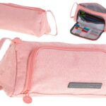 Piornik szkolny podwojny saszetka kosmetyczka rozowy