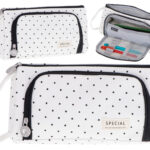 Piornik szkolny podwojny saszetka kosmetyczka w kropki