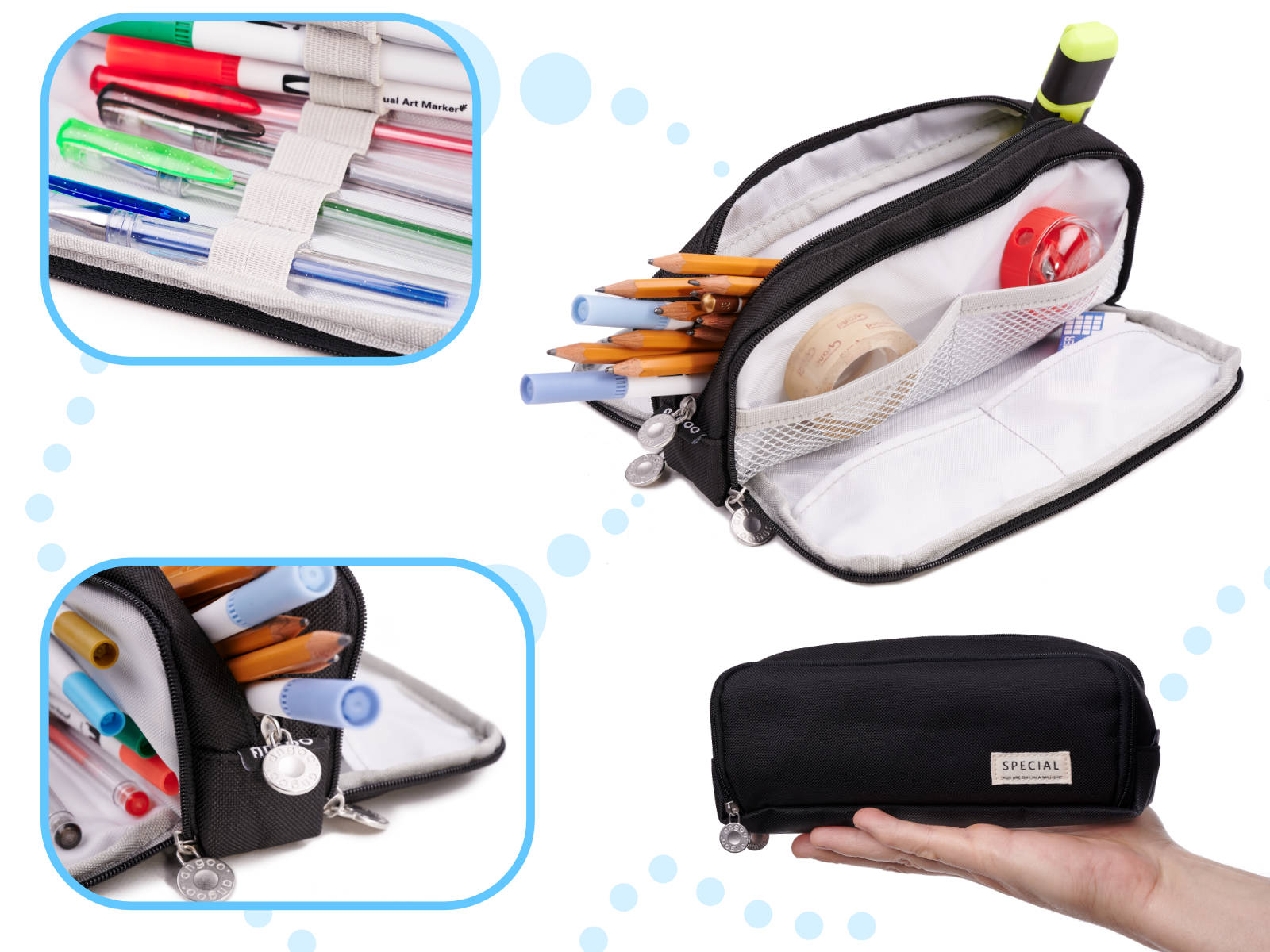 KX5673 1 Piórnik szkolny potrójny saszetka kosmetyczka 3w1 cza