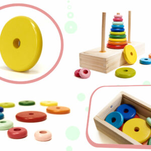 KX6214 Piramida piramidka drewniana z podstawą wieża sorter t
