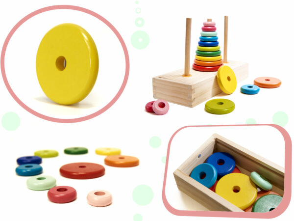 KX6214 Piramida piramidka drewniana z podstawą wieża sorter t