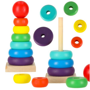 Piramida piramidka drewniana wieza sorter teczowa 13cm