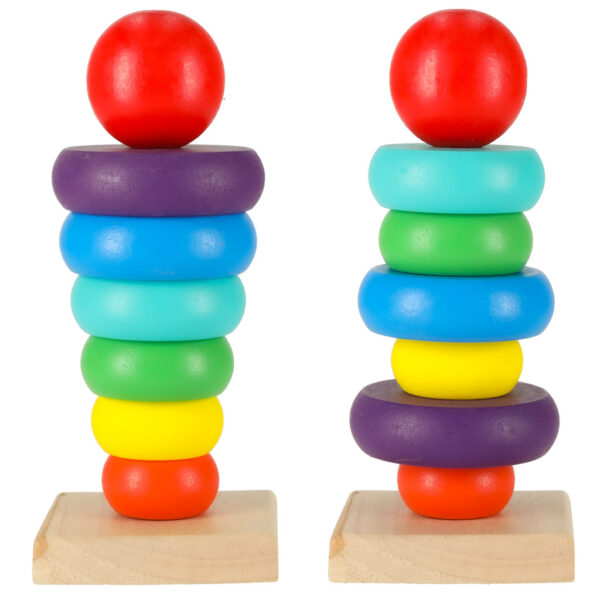 Piramida piramidka drewniana wieza sorter teczowa 13cm