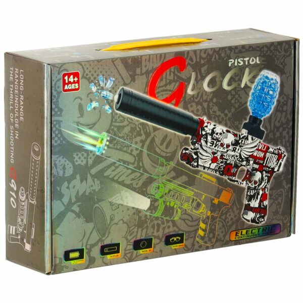 Pistolet na kulki zelowe wodne karabin zasilanie akumulatorowe USB okulary 550szt 7 8mm