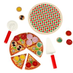 Pizza drewniany zestaw do zabawy na rzep akcesoria lopatka noz talerz nauka krojenia 20cm