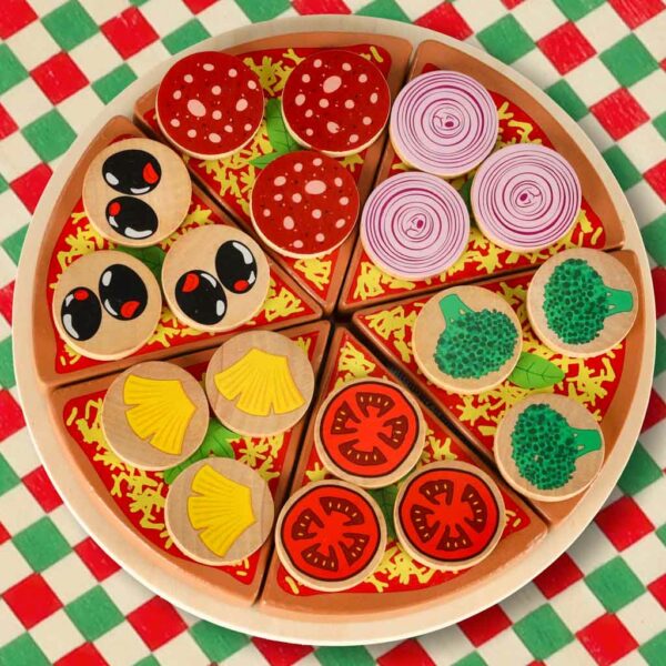 Pizza drewniany zestaw do zabawy na rzep akcesoria lopatka noz talerz nauka krojenia 20cm