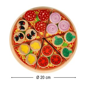 Pizza drewniany zestaw do zabawy na rzep akcesoria lopatka noz talerz nauka krojenia 20cm