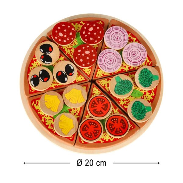 Pizza drewniany zestaw do zabawy na rzep akcesoria lopatka noz talerz nauka krojenia 20cm