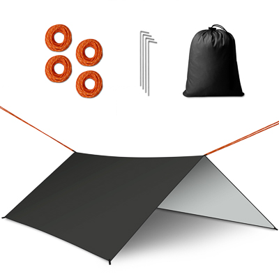 Plandeka tarp plachta biwakowa namiot na hamak oslona przeciwdeszczowa 300cm czarny