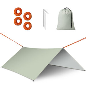 Plandeka tarp plachta biwakowa namiot na hamak oslona przeciwdeszczowa 300cm szary