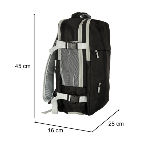 Plecak podrozny do samolotu wodoodporny kabel USB 45x16x28cm czarny