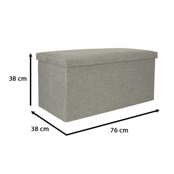 Puf skladany ze schowkiem szary duzy 76x38x38cm