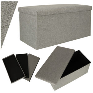 Puf skladany ze schowkiem szary duzy 76x38x38cm
