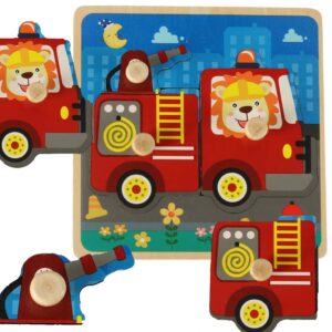 Puzzle drewniane sorter ukladanka straz pozarna