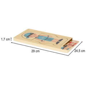 Puzzle drewniane warstwowe budowa ciala montessori chlopiec