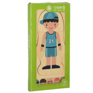 Puzzle drewniane warstwowe budowa ciala montessori chlopiec