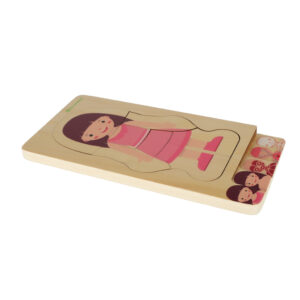 Puzzle drewniane warstwowe budowa ciala montessori dziewczynka