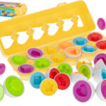 Puzzle klocki jajka 12 szt wytlaczanka Montessori ksztalty i kolory