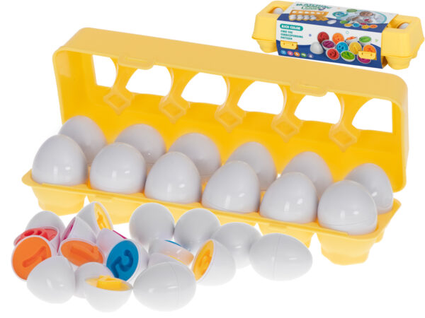 Puzzle klocki jajka 12 szt wytlaczanka Montessori liczby i kolory