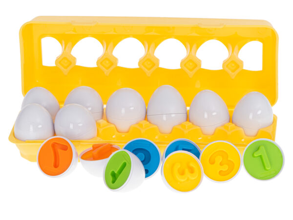 Puzzle klocki jajka 12 szt wytlaczanka Montessori liczby i kolory