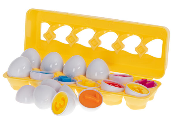 Puzzle klocki jajka 12 szt wytlaczanka Montessori liczby i kolory