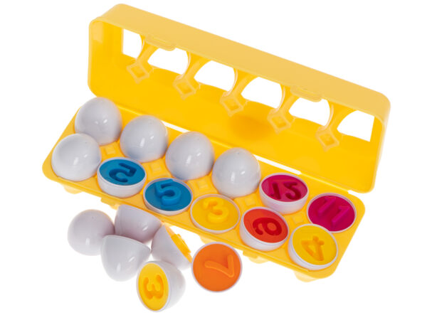 Puzzle klocki jajka 12 szt wytlaczanka Montessori liczby i kolory