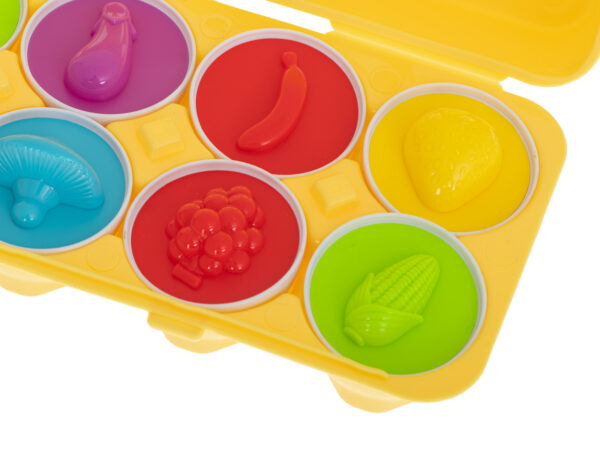 Puzzle klocki jajka 12 szt wytlaczanka Montessori owoce i warzywa