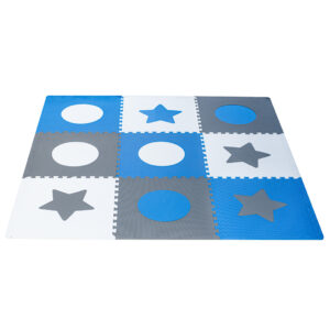 Foam puzzle mat 180x180cm 9 pieces gray-blue