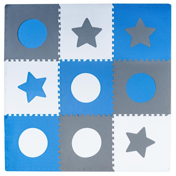 Foam puzzle mat 180x180cm 9 pieces gray-blue