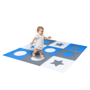 Foam puzzle mat 180x180cm 9 pieces gray-blue