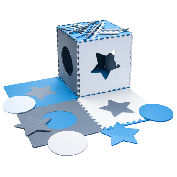 Foam puzzle mat 180x180cm 9 pieces gray-blue