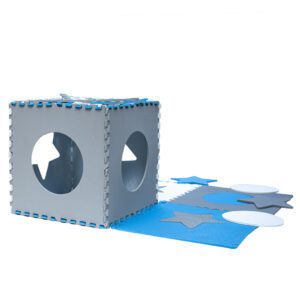Foam puzzle mat 180x180cm 9 pieces gray-blue