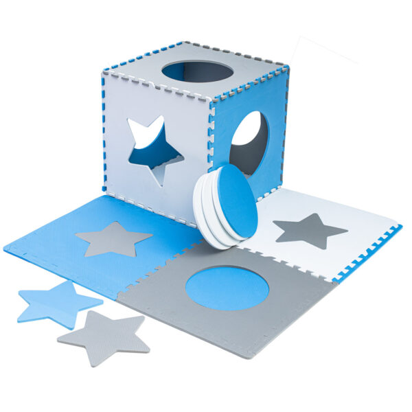 Foam puzzle mat 180x180cm 9 pieces gray-blue