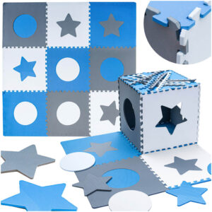 Foam puzzle mat 180x180cm 9 pieces gray-blue