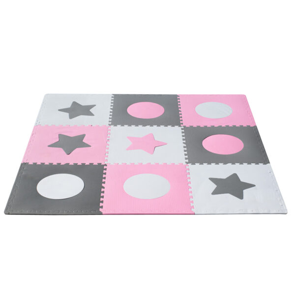 Foam puzzle mat 180x180cm 9 pieces gray-pink Foam puzzle mat 180x180cm 9 pieces gray-pink