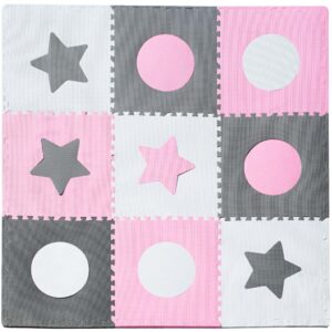 Foam puzzle mat 180x180cm 9 pieces gray-pink
